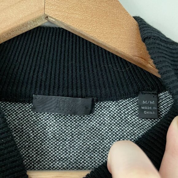 ATM Anthony Thomas Melillo Black Striped Mock Neck Sweater Size Medium - Picture 3 of 5
